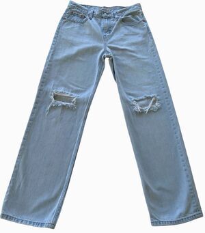 Levi’s Low Pro Straight Jeans 28 Women’s Light Wash Distressed 90s Y2K Slouchy